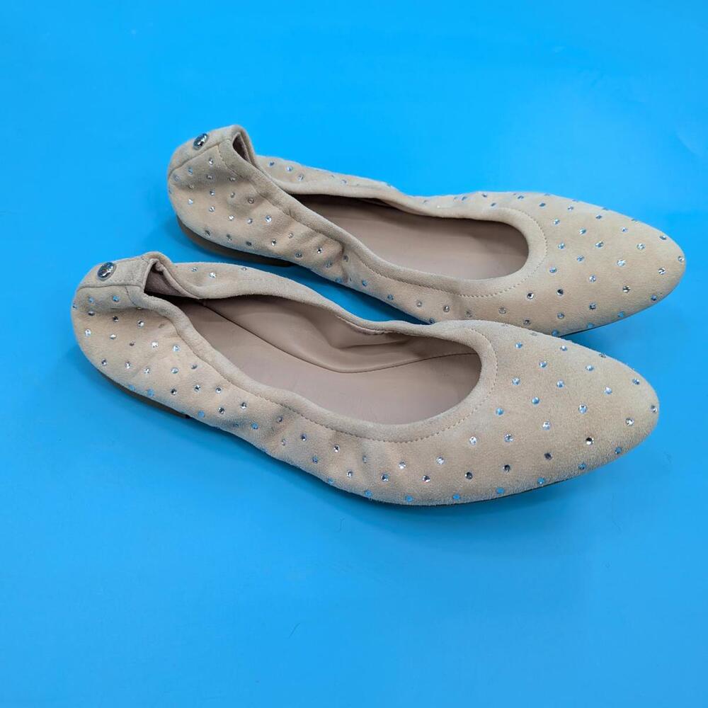 Stuart Weitzman Bling Embellished‎ Suede Ballet Flats SIZE 7.5 NWOB - Picture 2 of 6